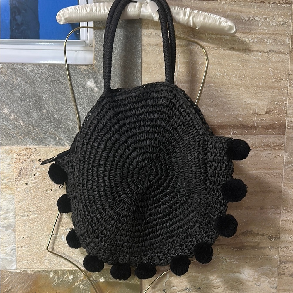 Black Woven Tote Bag